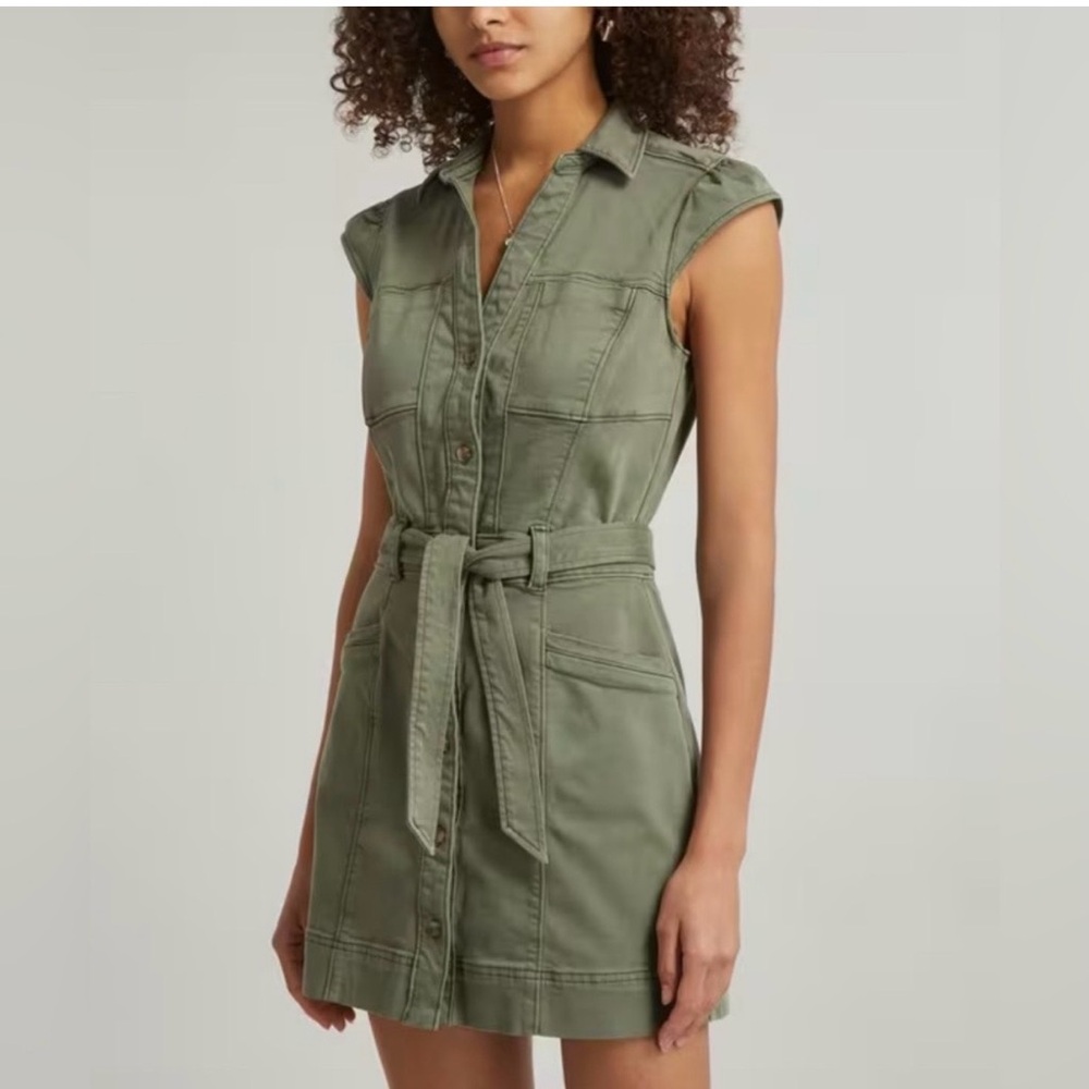 PAIGE Jaxsyn Tie Waist Denim Dress